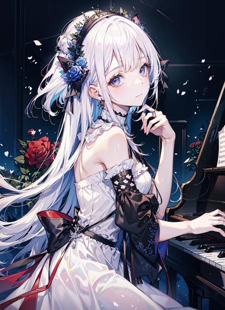 00220-1619010256-_(extremely intricate)_, 1girl, solo, long hair, piano, instrument, black eyes, dress, white dress, white hair, looking at viewe.png